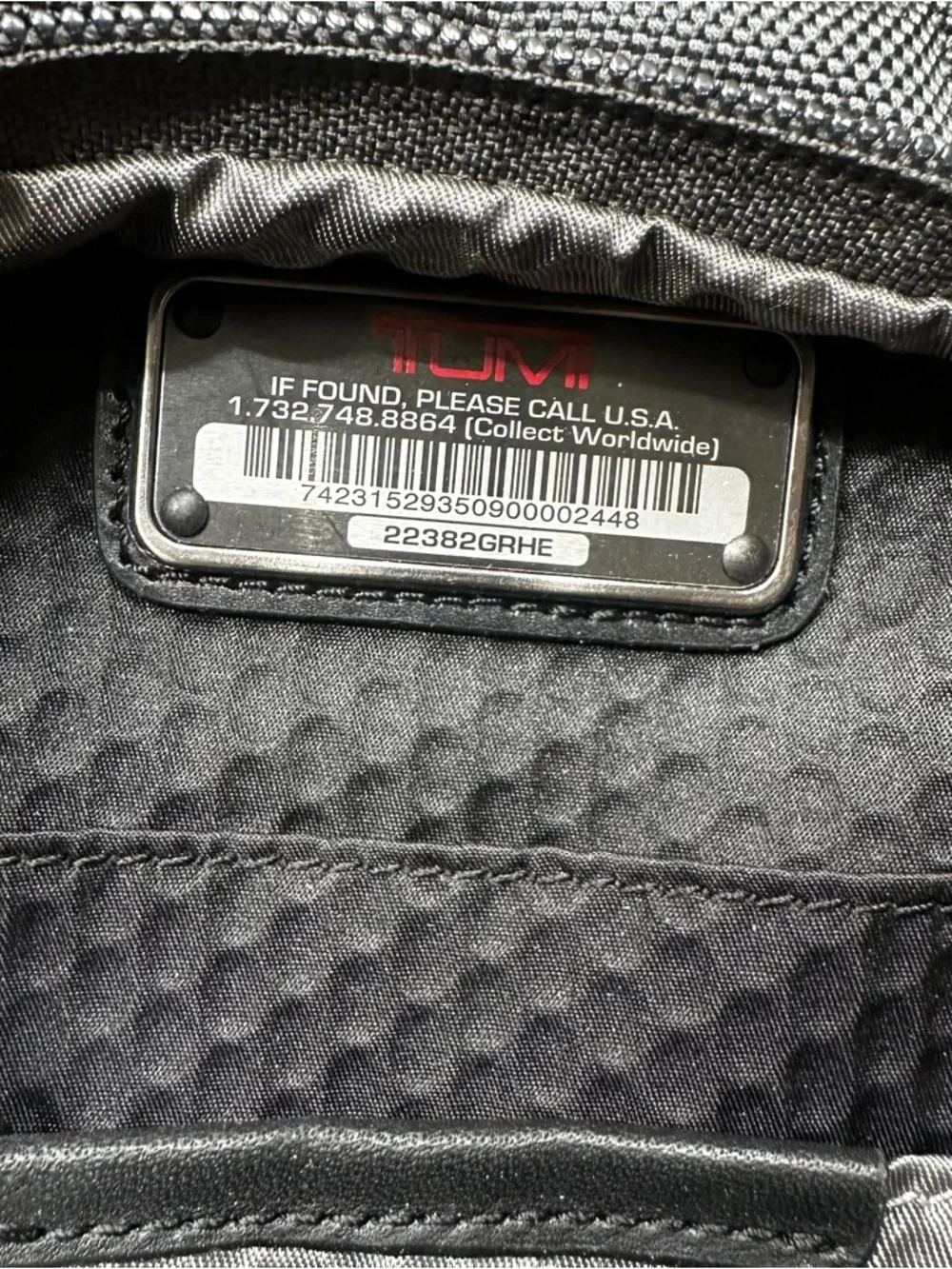 Tumi Black Nylon Backpack with Leather Trim